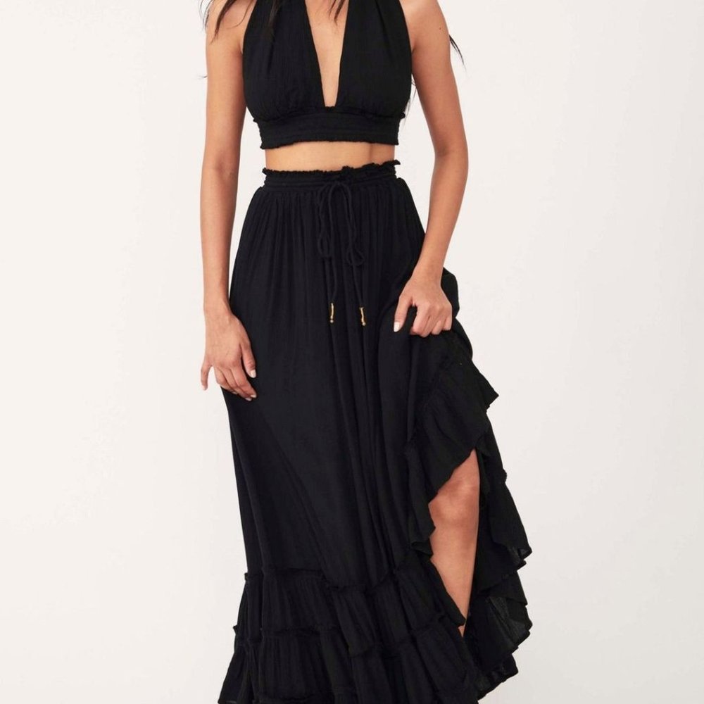 Free People Chantal Set Halter Crop W Matching Maxi Skirt